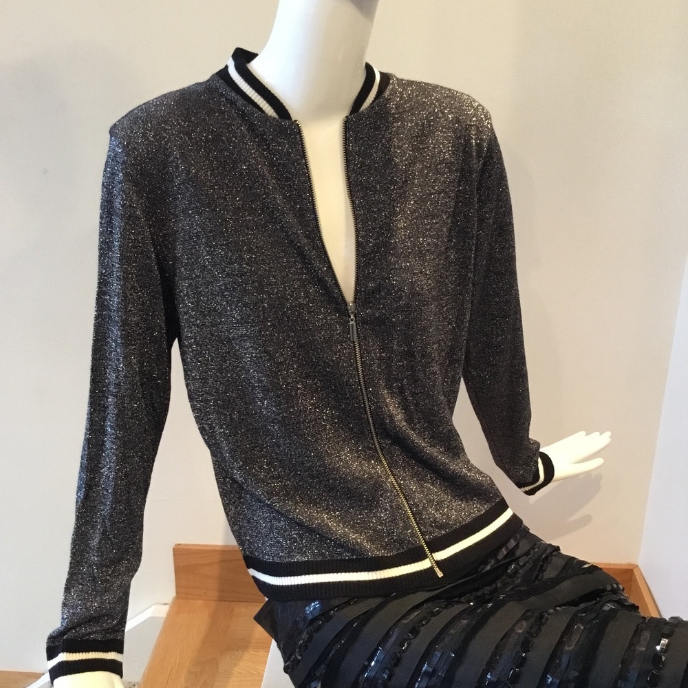 Atmosphere silver sparkle baseball / bomber metallic jacket size 12 ( L XL )